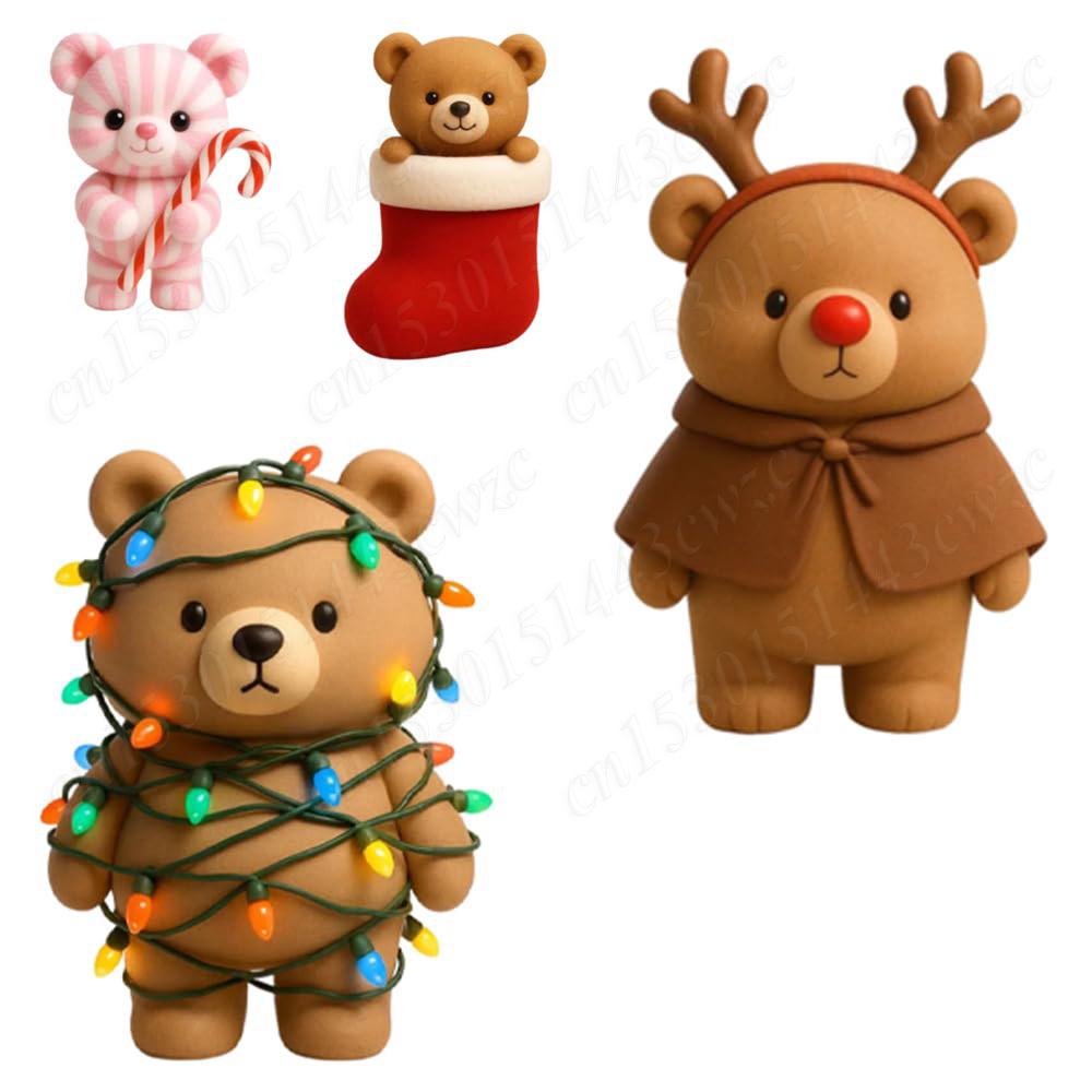 2026 Bären Adventskalender mit 2D Acryl-Bären Anhängern Weihnachts-Countdown Geschenkbox Wintertiere Weihnachten Kalender Geschenke Für Kinder