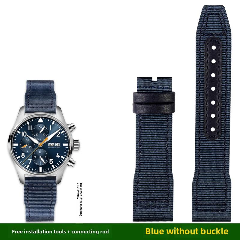 

For IWC Pilot Nylon Genuine Leather watch band for IWC Mark 18 Balack Aces Portuguese original style woven canvas strap Bracelet 20mm width