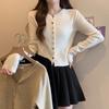 Korean V-Neck Knit Cardigan: 2025 Solid Color, Metal Buckle, Gentle Style, Long-Sleeved, Perfect for Fall/Winter