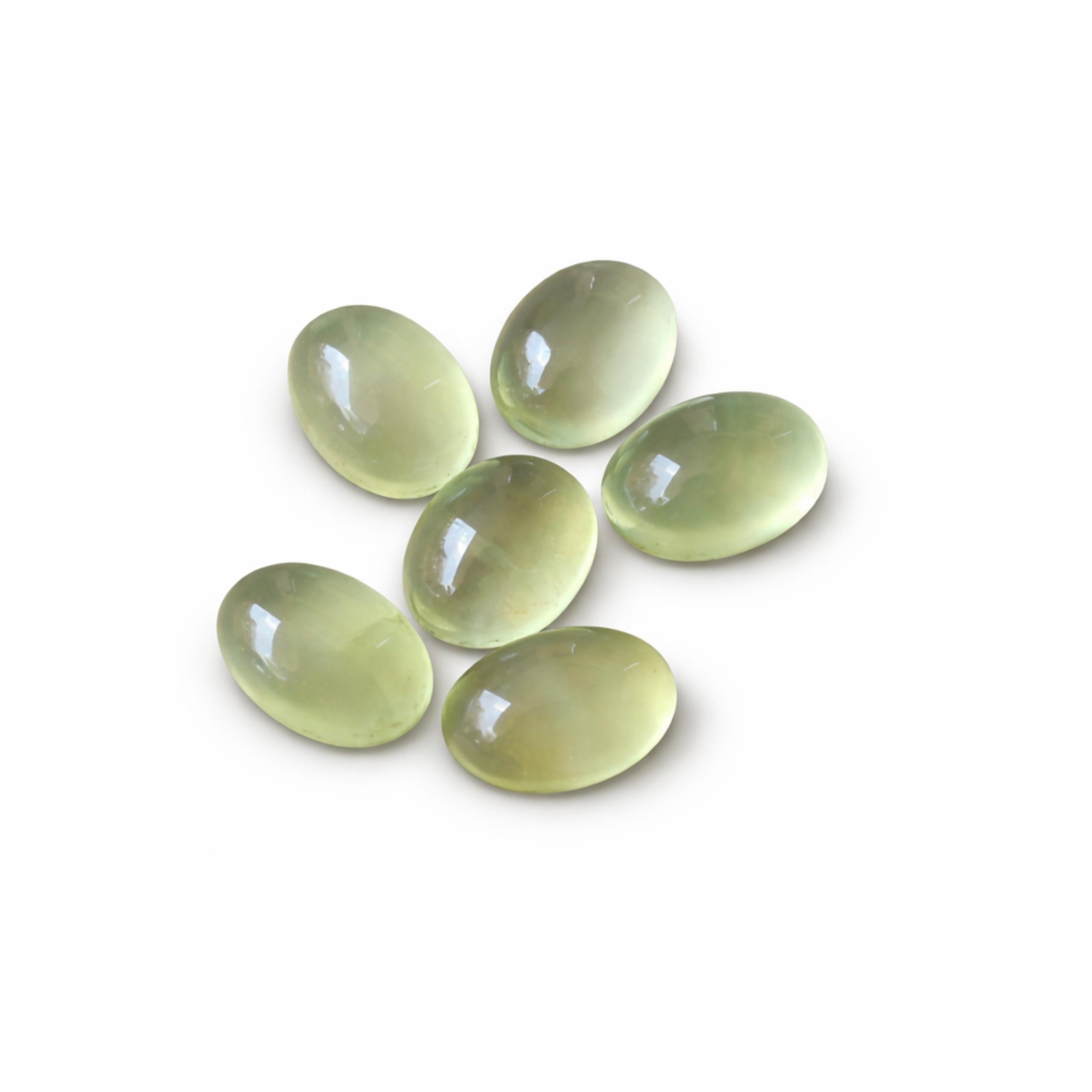 AAA+ Prehnite Cabochons Natural Green Oval Gemstones, Translucent Prehnite Flat Back Loose Stone for Jewelry Making 6x8mm зелёный