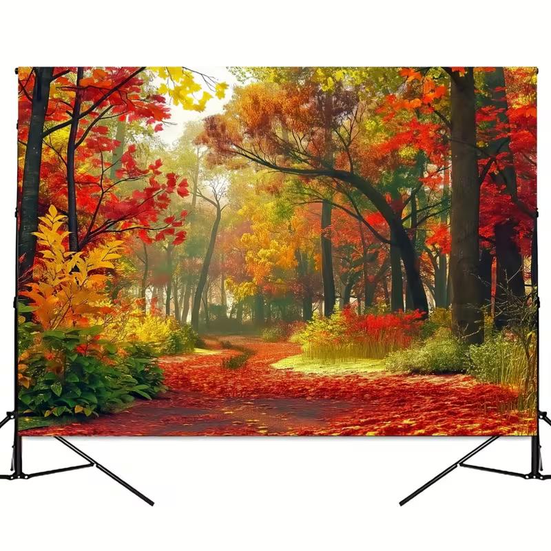 2D Dreamy Autumn Fantasy Forest Path Photography Background