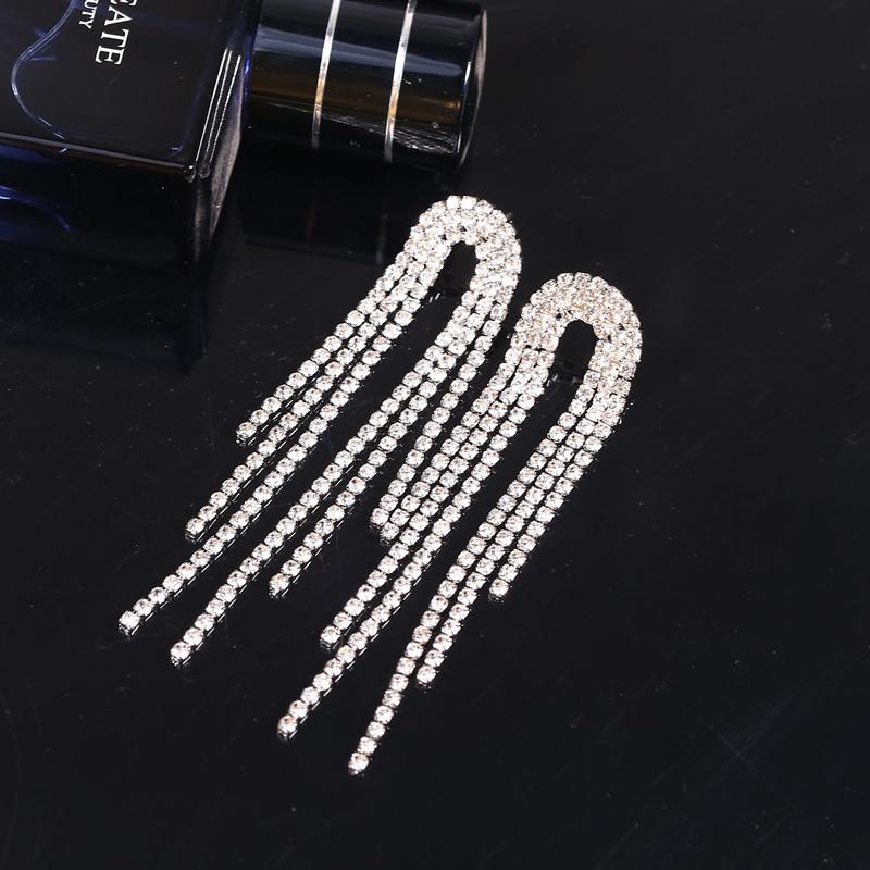 Übertriebene Full-Diamond-Fransenohrringe Damen-Lange Stecker-Ohrringe Dongdaemun Temperament-Ohrringe Ohrringe