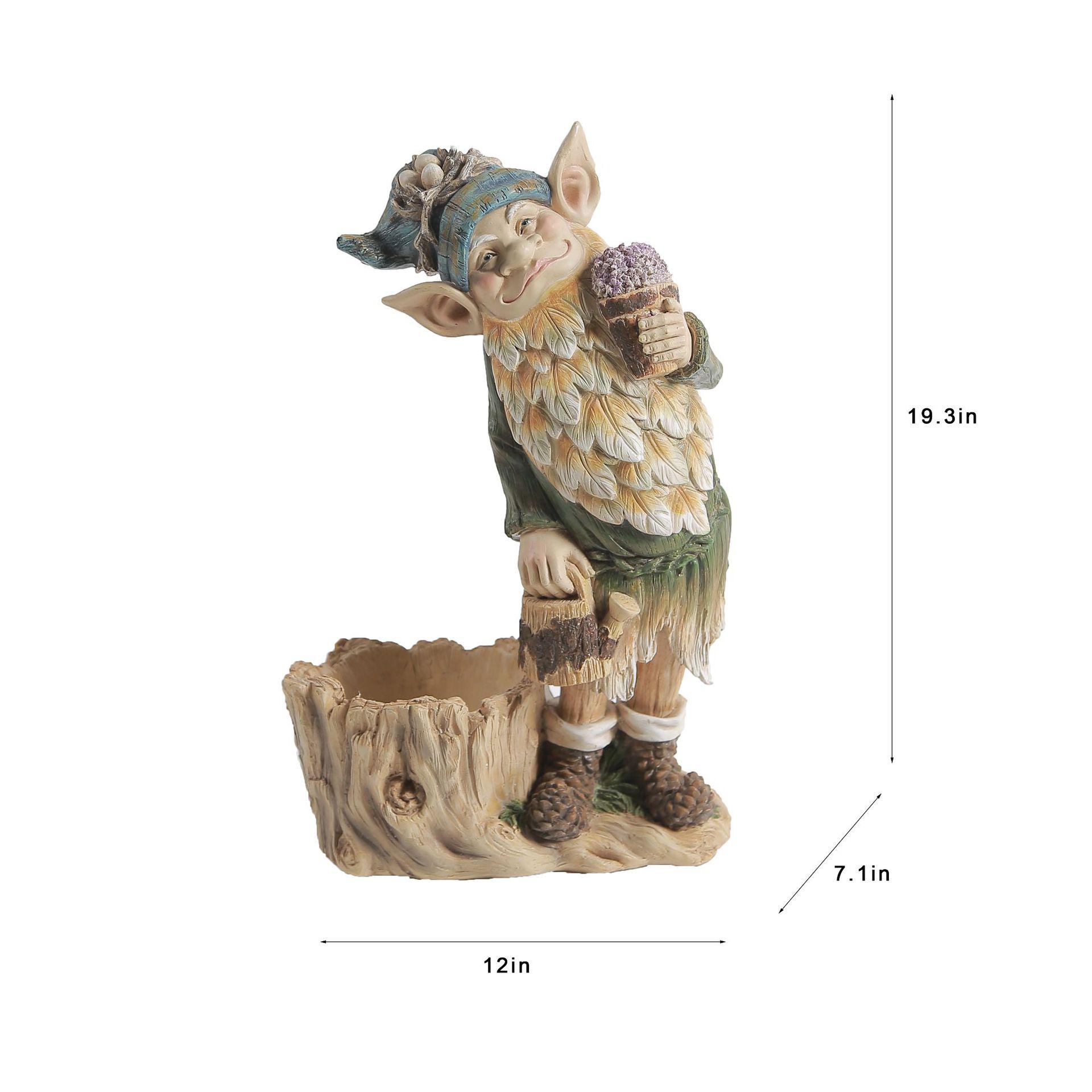 

Outdoor Dwarf Elf Resin Flower Pot for Garden Decoration 30.5 x 18 x 49 cm