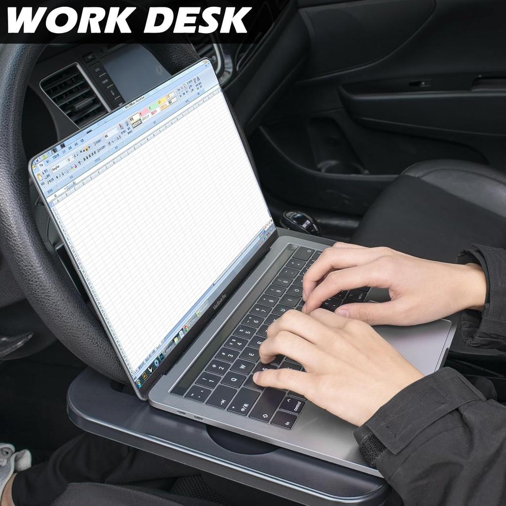 3-In-1 Steering Wheel Tray Table With Seat Gap Filler Organizer,| Car Food Tray For Driver,| Car Desk For Laptop & Eating - Work Road Trip Essentials