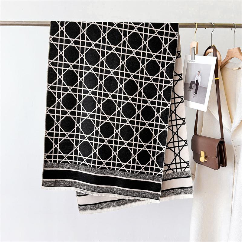 Bufanda de Cachemira para Mujer Gorros Gruesos de Invierno Chal Envolvente Femenino Pashmina Poncho Marca de Lujo Echarpe Femme Manta Cálida Bufanda