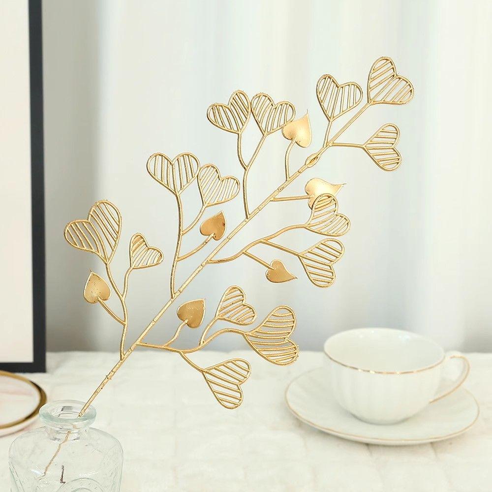 Golden Floral Bouquet: Ginkgo Leaves, Eucalyptus, Red Holly Berries - New Year Lucky Decoration Ornaments