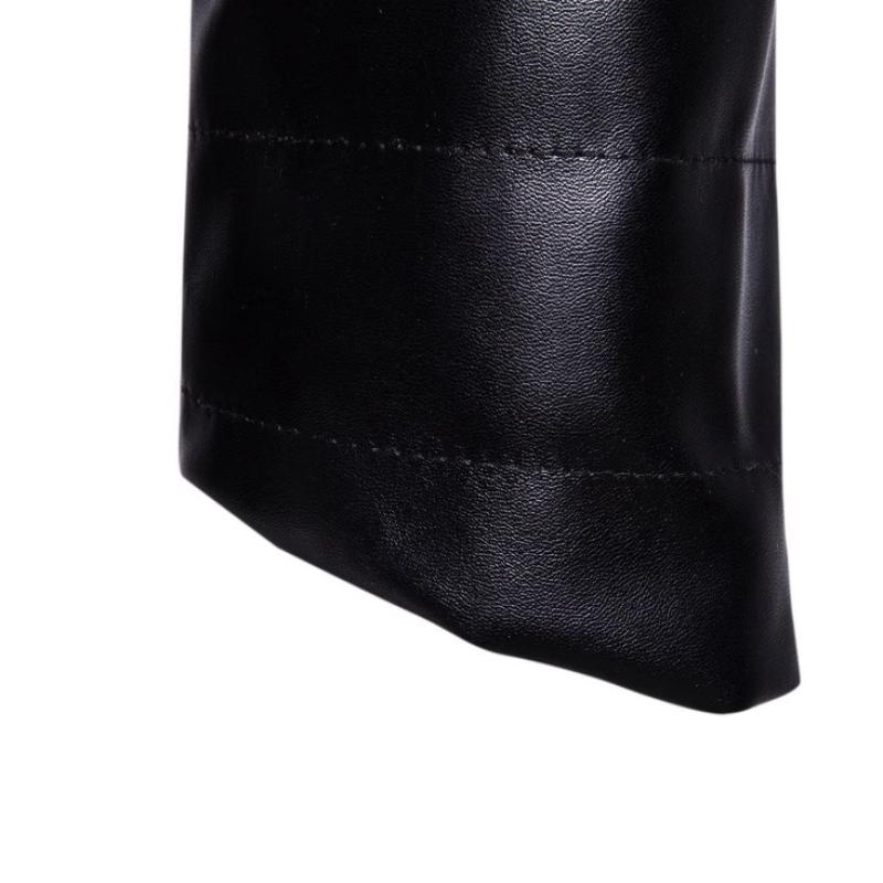 Men's Leather Jacket New Men's Stand Collar Zipper Cardigan Solid Color Jacket Casual Jacket