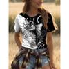Ladies Print 3D T-shirt Round Neck Short Sleeved Soft Daily Top Comfortable Casual Shirt Fashiona Printed Design