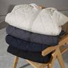 Men's Hooded Cotton Jacket with Mulberry Silk, Diamond Pattern, Winter Casual Outerwear.