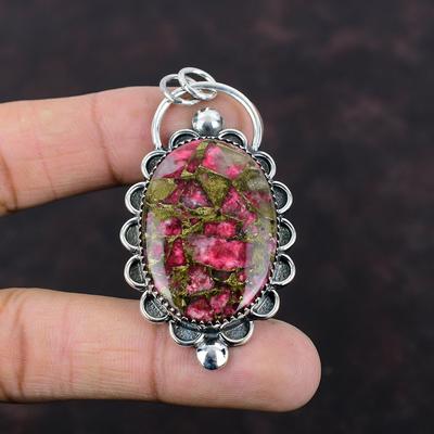 Ciondolo in rame Thulite Meraviglioso ciondolo in pietra preziosa Ciondolo in argento sterling 925 Ciondolo fatto a mano Gioielli con ciondolo etnico per regalo Ciondolo da donna