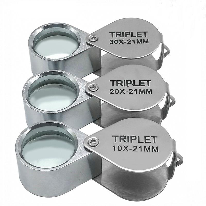 Sammenleggbar smykkelupe Bærbar forstørrelsesglass Lommestørrelse Lovely Jewllery Lupe Briller 10X 20X 30X Forstørrelse Metall