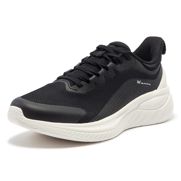 361 Slip Resistant Abrasion Resistant Low Top Running Shoes Men's Black White 672432205F-3