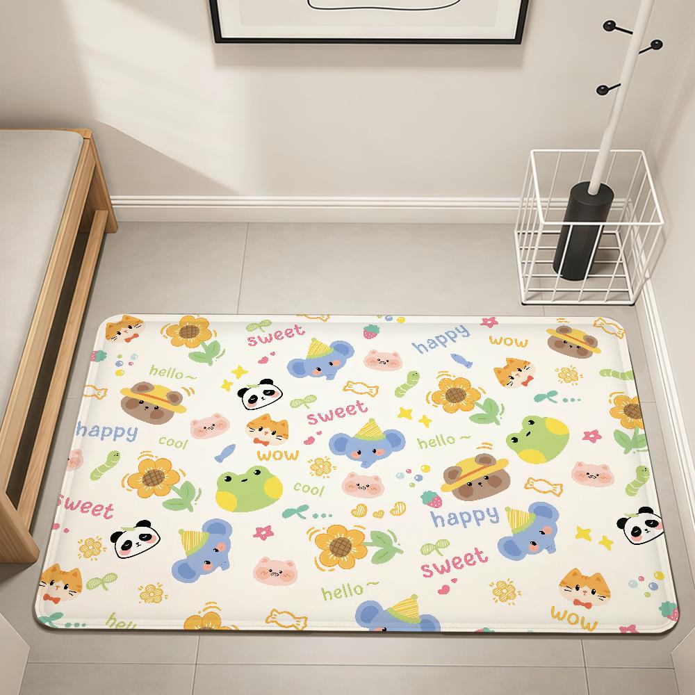 Cute cartoon animal graffiti funny Home Bedside Rug Kitchen Bath Floor Mat Hallway Balcony Carpet Entrance Doormat hogar Decor