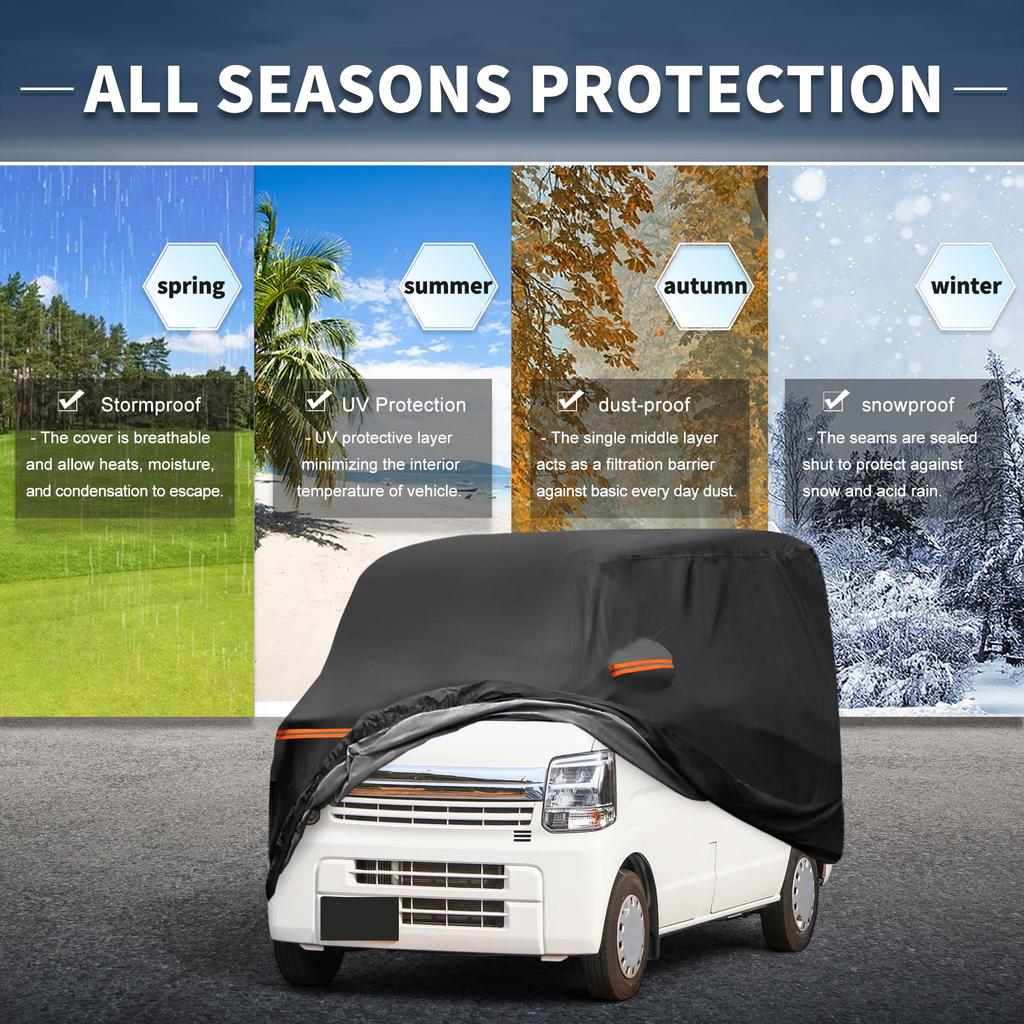 X AUTOHAUX Car Body Cover for Suzuki Every New Waterproof Fabric Lightweight and Comfortable for Paint Seat Door Windbreak Storage Sun Rainy Season