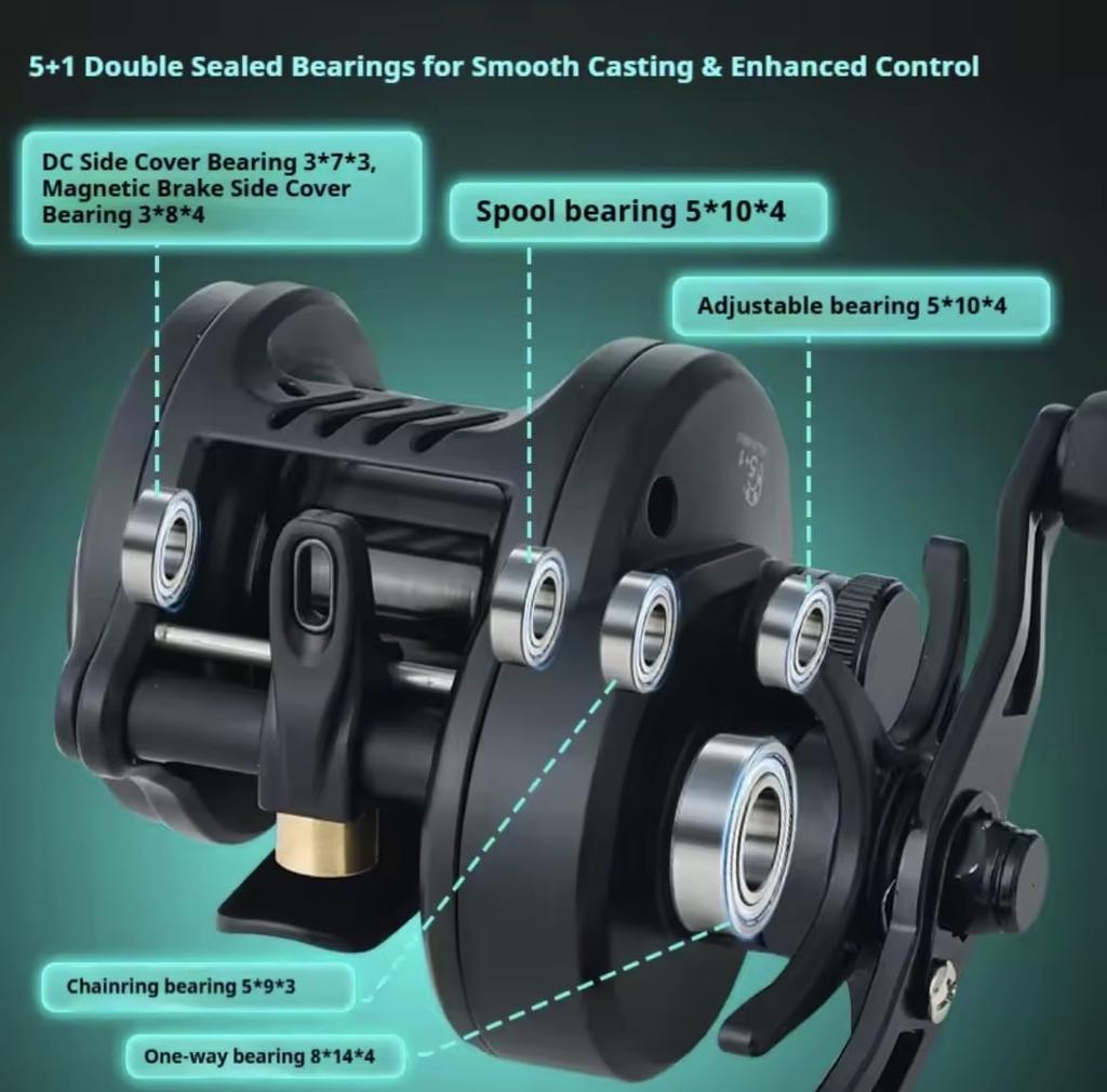 LIZARD DC BLACK MYTH 155g Lightweight Round Bait Finesse Reel with BFS Digital Brake (Right Handle)