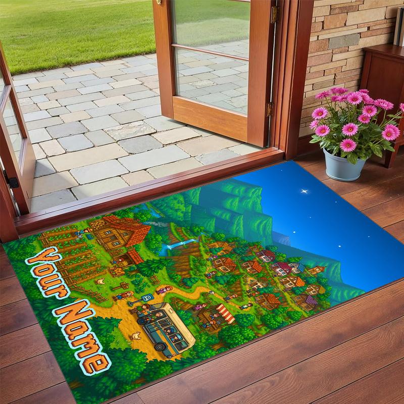 Crystal Velvet Rug Custom Name Text, Soft Non Slip Floor Mat Home DecorStardew Valley