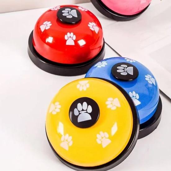 Pet Meal Bell with Anti-Slip Base for Dogs And Cats Interactive Training Bell with Crisp Ringing Tone Metal Colorful Paw Print Design Bell for Pets