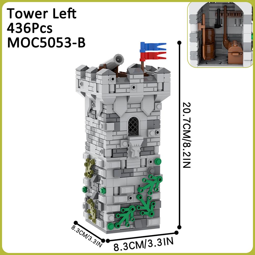 MOC Medieval Stone Castle Brick Gate Tower Construction Assembled Compatible Figure Building Blocks Toys For Children Adult Gift