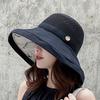 Women's Summer UV-Protection Wide Brim Bucket Hat with Face Covering - Korean Style