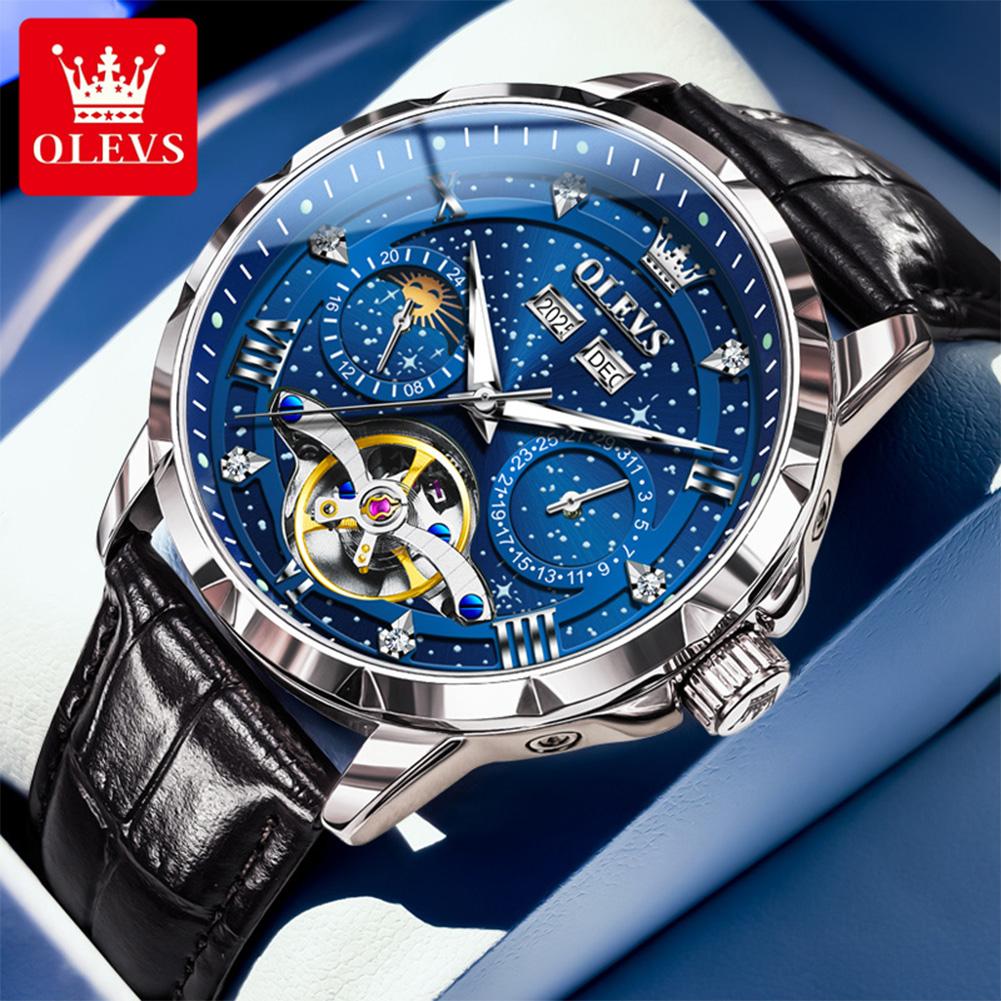 OLEVS brand multifunctional luminous starry sky flywheel fully automatic mechanical watch men's watch 6690