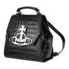 VIVIENNE WESTWOOD Saturn Logo Design Calfskin Backpack Women Backpack Black 4A020007U-L0098