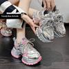 Women's Platform Thick-soled Casual Shoes, Metallic Silver Dad Shoes, Spring Style, Small Height-increasing Shoes