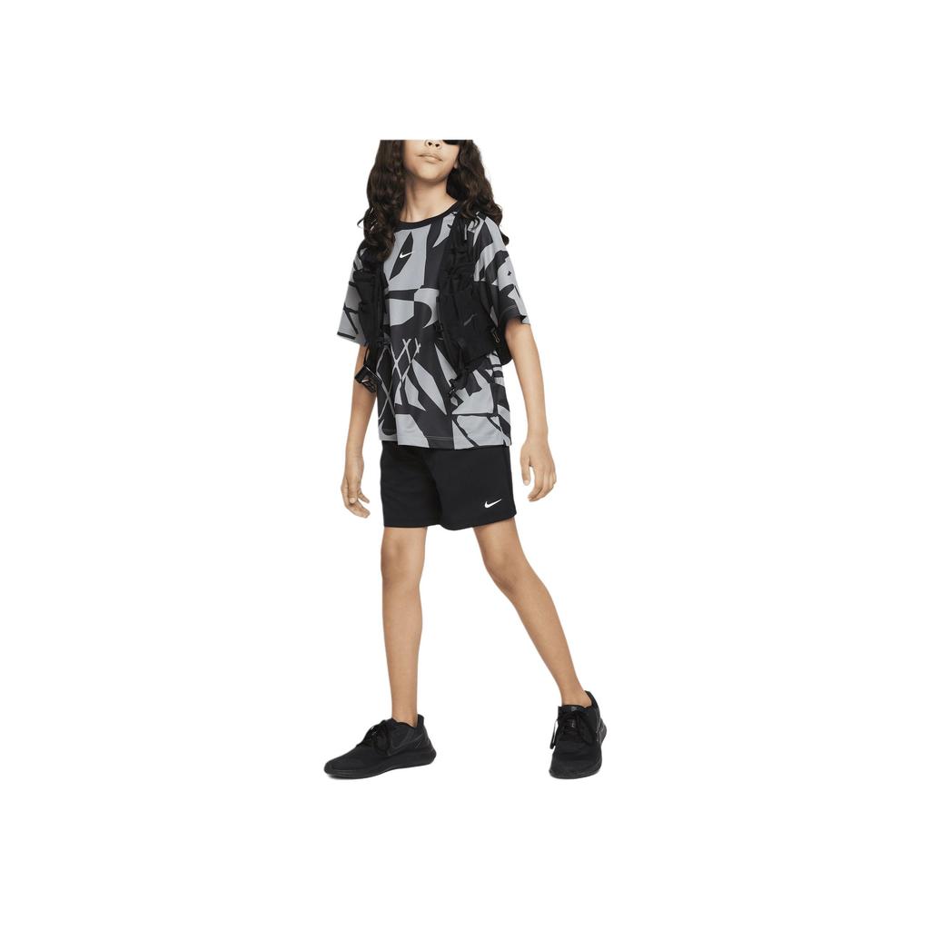 Nike Dri-FIT Multi-Print Rundhals Casual Kurzarm T-Shirt Kinder Tops Schwarz FB1287-065
