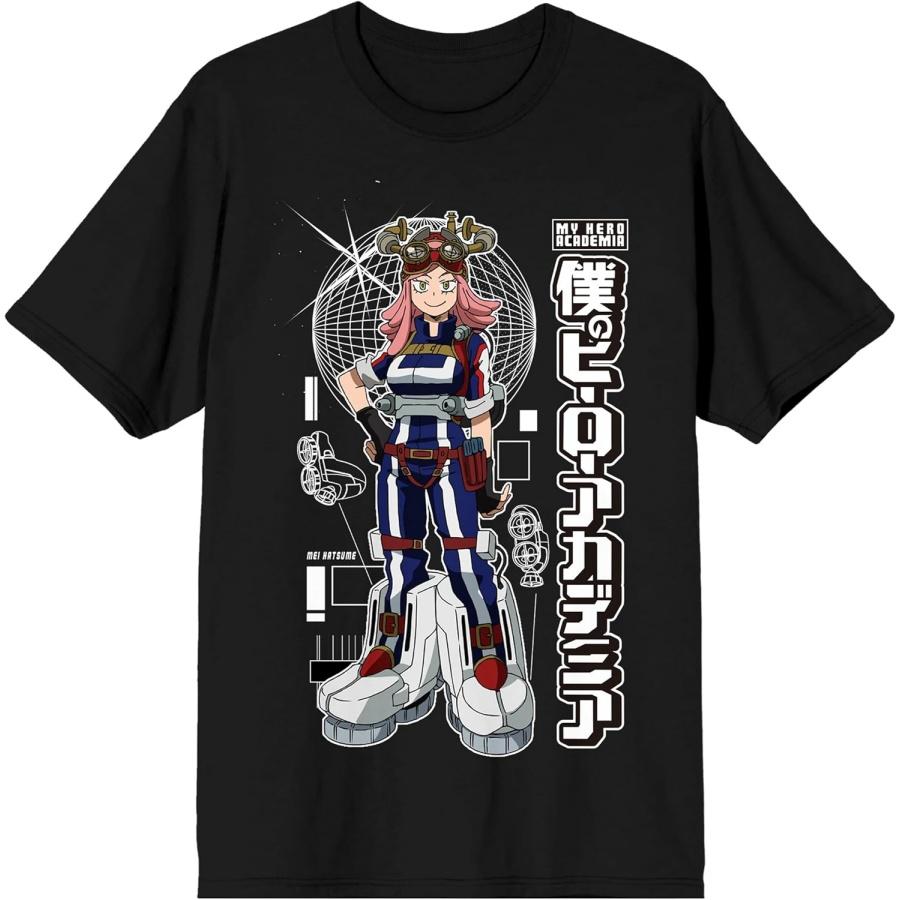 My Hero Academia Mei Hatsume Globe Grid Crew Neck Short Sleeve Men’s Black T-shirt S