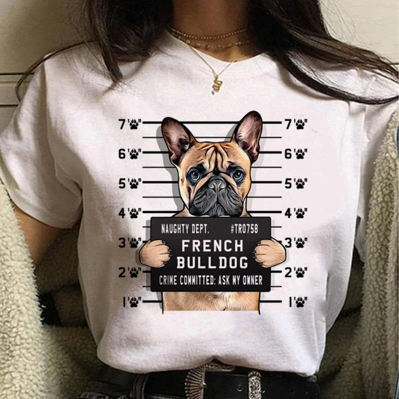Summer Cartoon Anime Puppy Print Large Loose Cotton Round Neck Short Sleeve T-shirts Women’s
