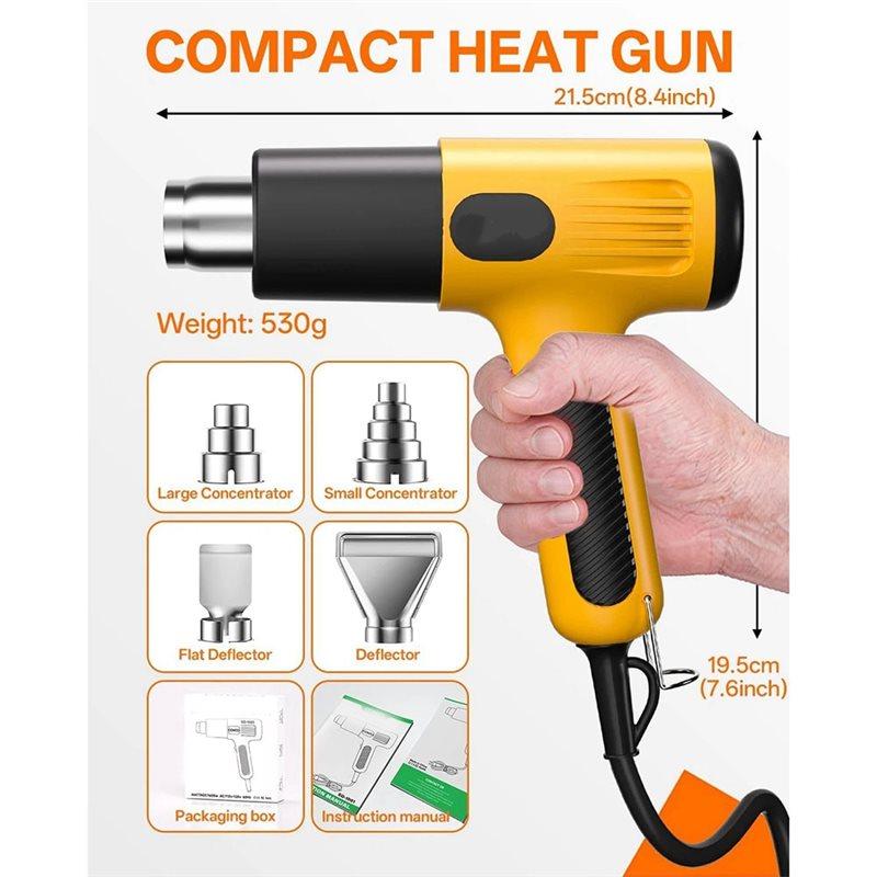 A84E-1600W Hot Air Blower:2 Temp Settings,4 Nozzles,Overheat Protection-For Shrink Tubing,Wrap,Crafting,Resin&DIY US-Plug