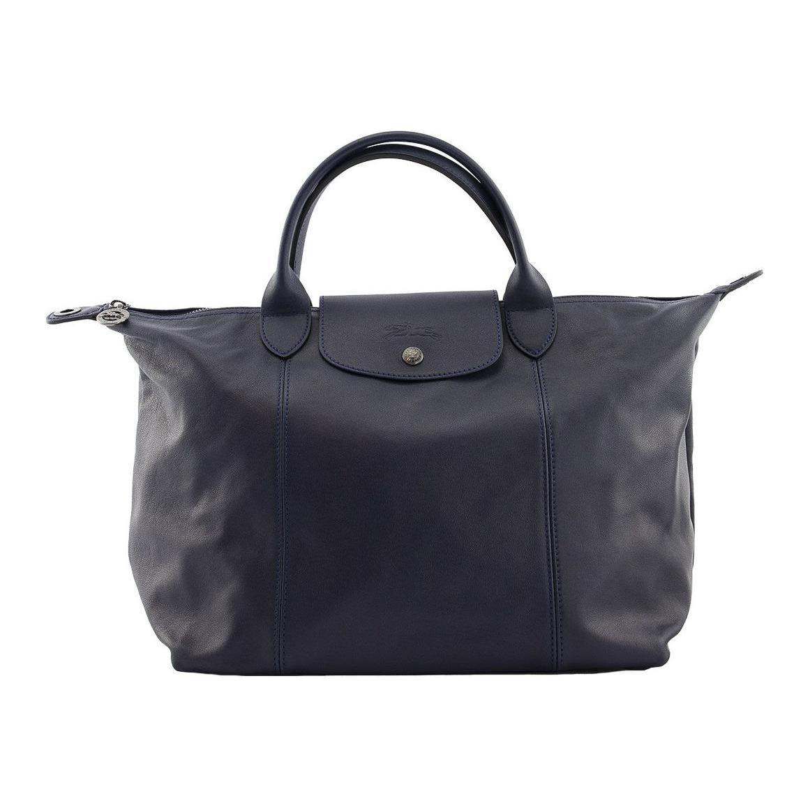 

Longchamp Le Pliage Cuir 32 Short Handle Genuine Leather Dumpling Bag Shoulder Crossbody Tote Bag Medium Women Bags Navy-Blue 1515757556 Basic Set (Bag+Dust Bag)