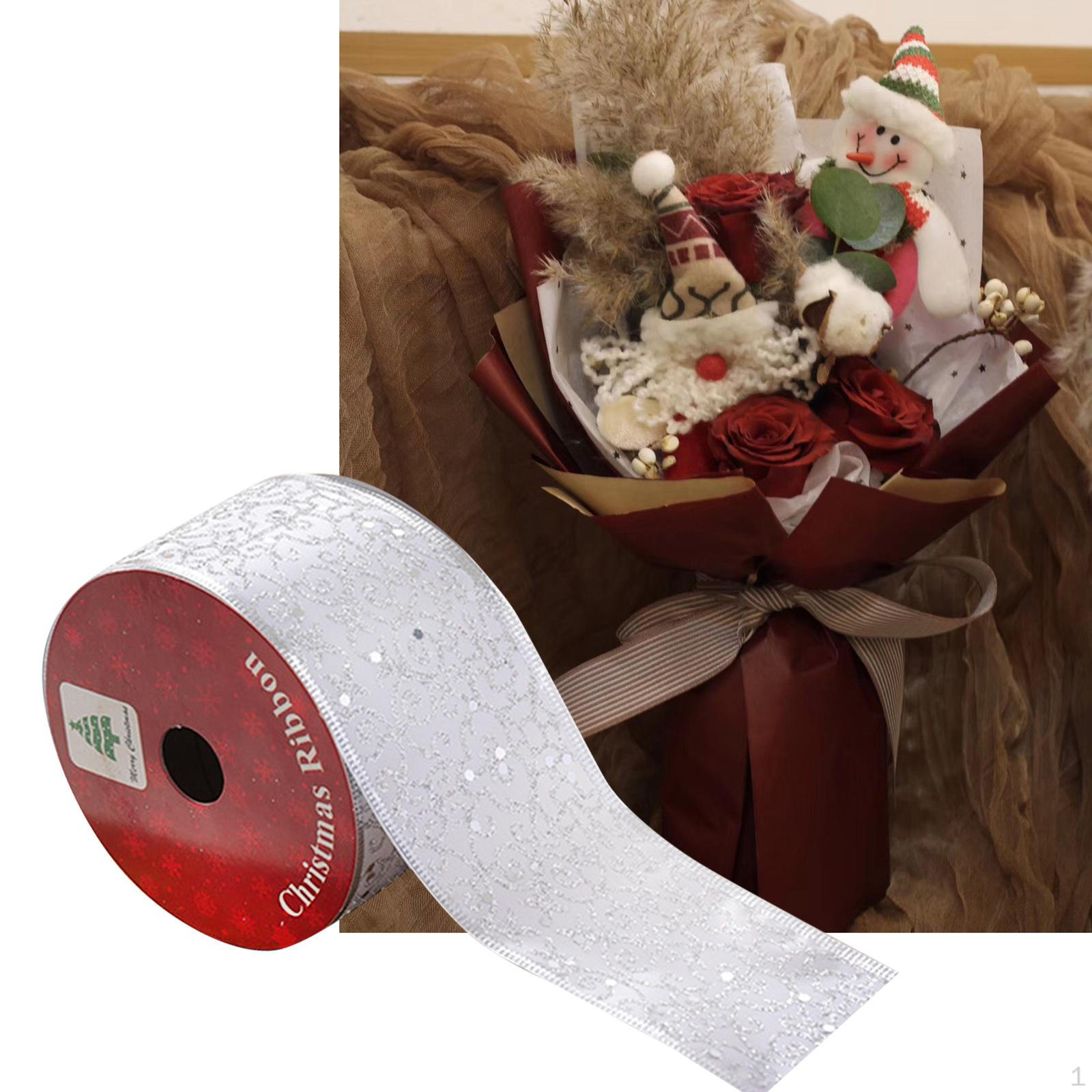 

Рождественская лента для упаковки подарков, декоративная, роскошная, ширина 6,3 см, упаковка 9,1 м Style D