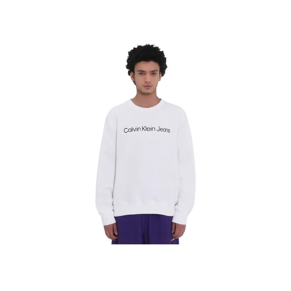 Calvin Klein Letter Blend Long Sleeve Sweatshirt Men sweatshirt White J326967YAF