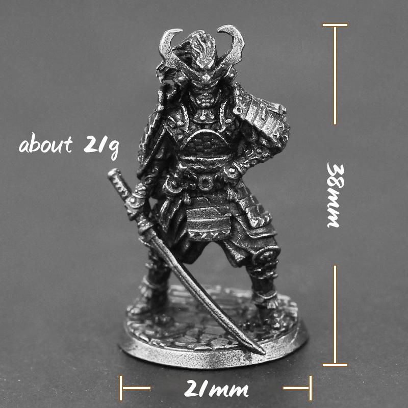 Figurines de samouraïs japonais en cuivre blanc, miniatures, soldats en métal vintage, modèle de statue, jouet de bureau, ornement, décoration black