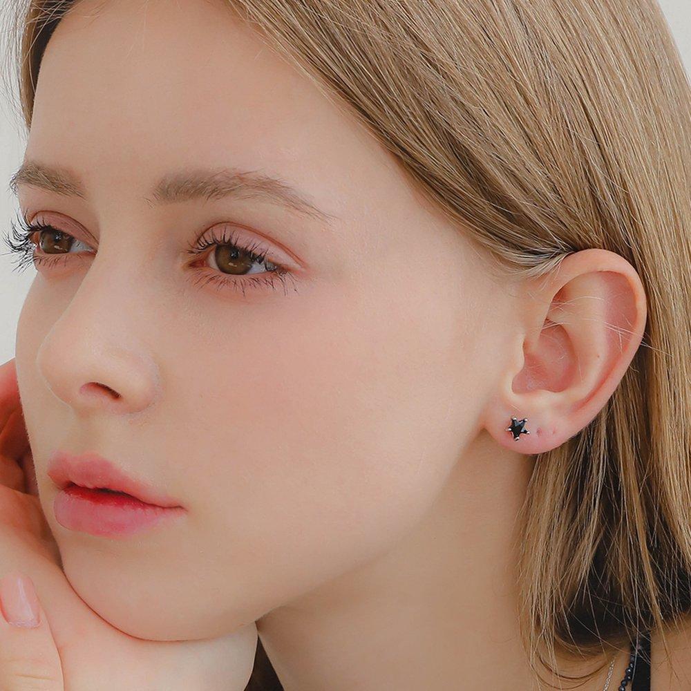 J.Lauren Star-Shaped Cubic Silver Earrings M03723