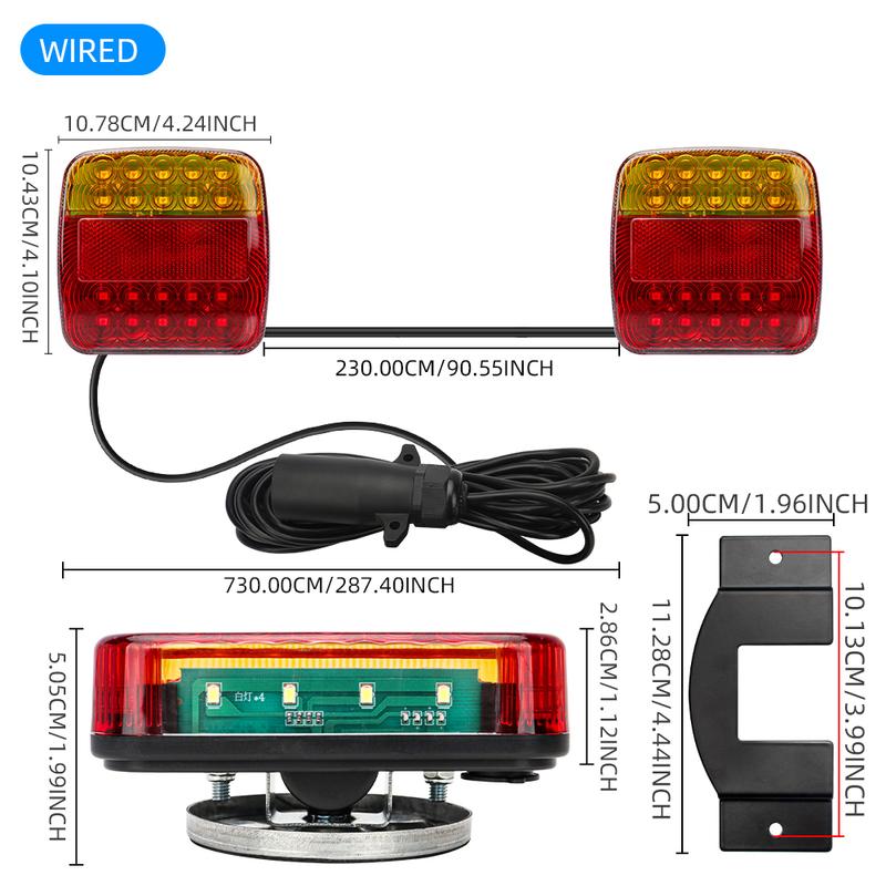 Magnetic Erou/US Wired/Wireless Trailer Signal Warning Brake Lamp High Lumens Truck Tail Light For Caravan RV Camper Lorry Truck