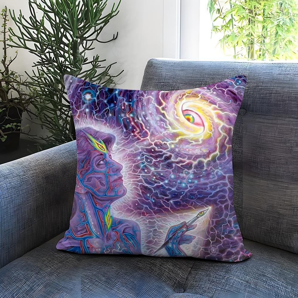 A-Alex GreyS Art Cushion Cover Comfortable Reversible Pillow Cover Ideal for Car Sofa Bedroom & Beyond