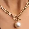 Imitatie Parel Hanger Ot Gesp Ketting Dames Licht Luxe Niche Temperament Lange Item Accessoire Mode Sieraden