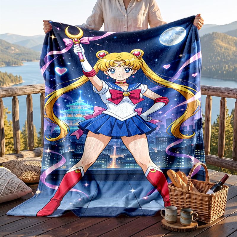Warm Flannel Throw Blanket,Sailor Moon Lightweight Cozy Blanket For Bed Sofa And Daily Use