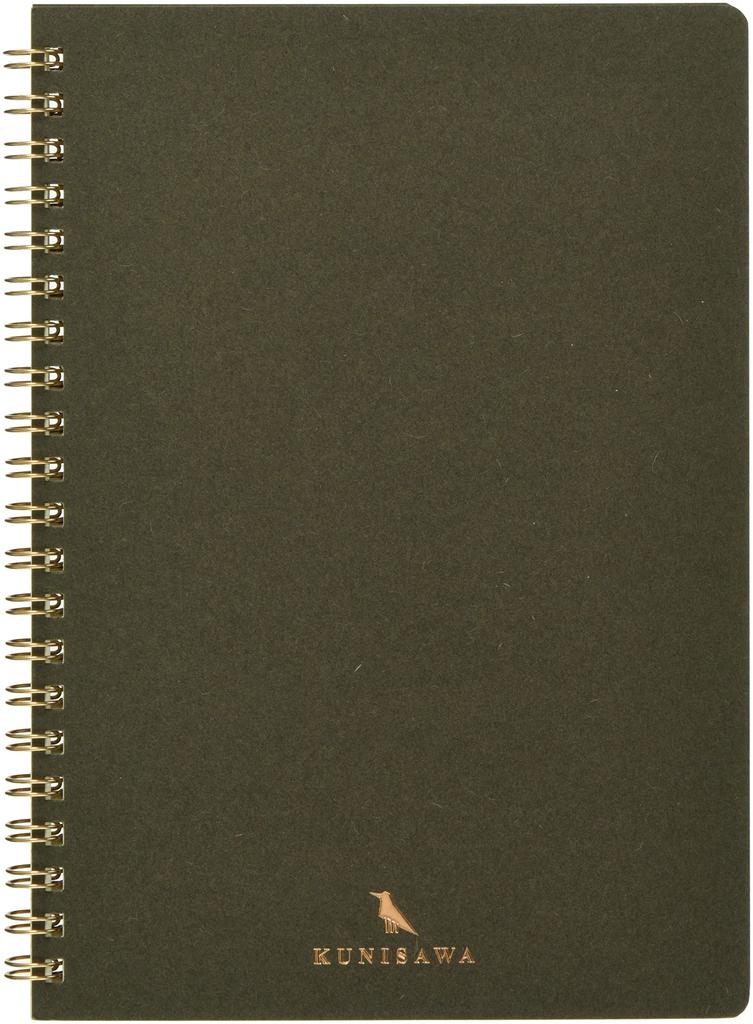 KUNISAWA Ring 80 Notizbuch, A5, Kariert, Blätter, Anthrazit, GRR-12