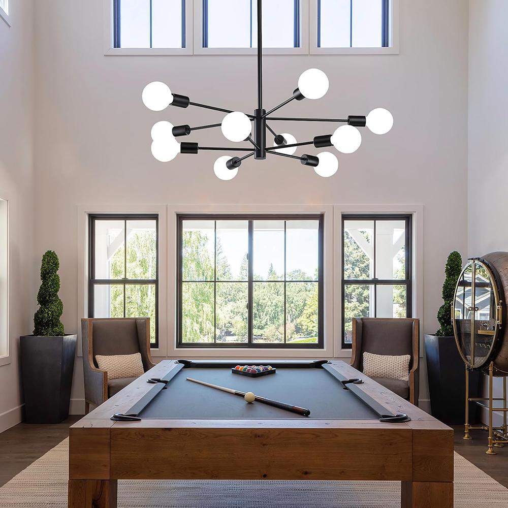 Modern Sputnik Chandeliers Light, 6/8/10/12-Light Chandeliers for Dining Room, Height Adjustable Ceiling Lights Farmhouse Chandelier for Kitchen