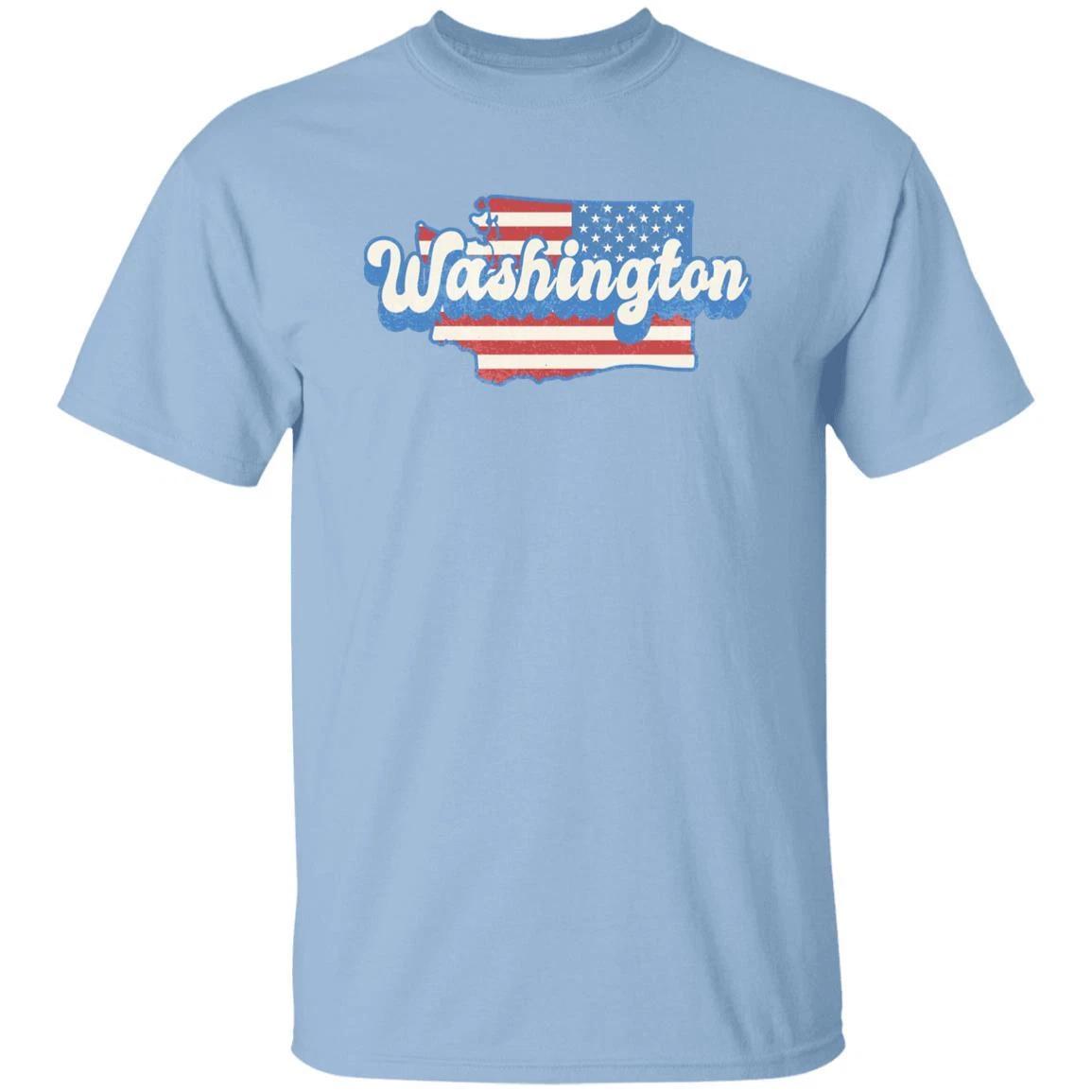 Washington US flag Unisex T-Shirt American patriotic WA state tee White Ash Blue S