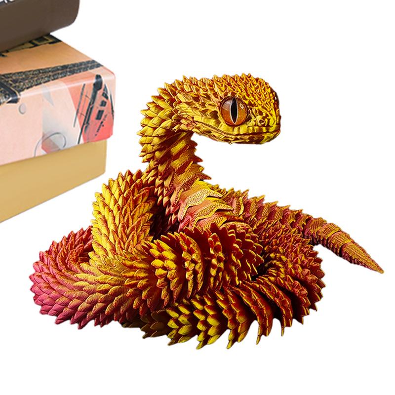 3d Printed Snake Desk Ornament Rotatable Office Realistic Snake Statue Table Decoration Landscape Figurines Accessories