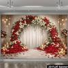 Toile de fond romantique pour mariage, Baldaquin floral avec bougies Tissu de fond pour fête