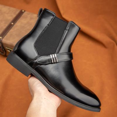 Fashion Winter Fashion Designer Men's Slip On Pointed Business Casual Ankle Boot Male High Tops New Chelsea Leather Shoes Zapatos Hombre