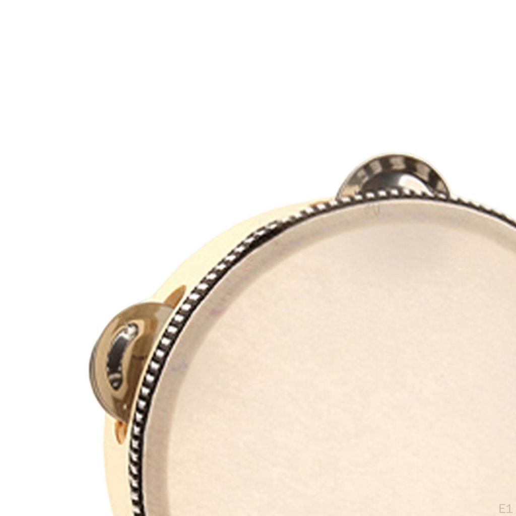 Wood Handheld Tambourines Double Rows Tambourine Drum Bell for Game Toys