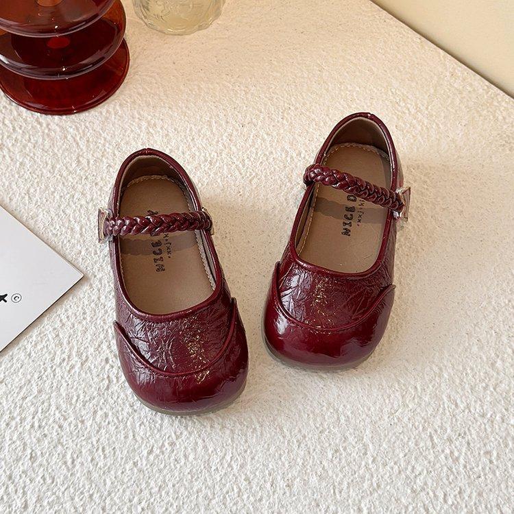 

Туфли принцессы для девочек, маленькие кожаные туфли, весна 2025, детские, в зарубежном стиле, серебристые туфли-лодочки Мэри Джейн для маленькой девочки, сценическая обувь 34 бордовый