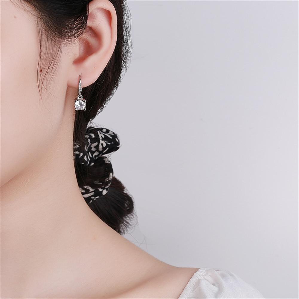 Boucles d'oreilles pendantes en argent sterling 925 pour femmes, nouvelle paire de micro-incrustations de pierres précieuses à quatre griffes, clous d'oreilles, piercings, créoles, bijoux