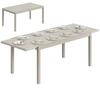 Extending Garden Table, Aluminium Outdoor Dining Table for 8-10 with Wood-Like Grained Surface, Light Grey Wood Effect