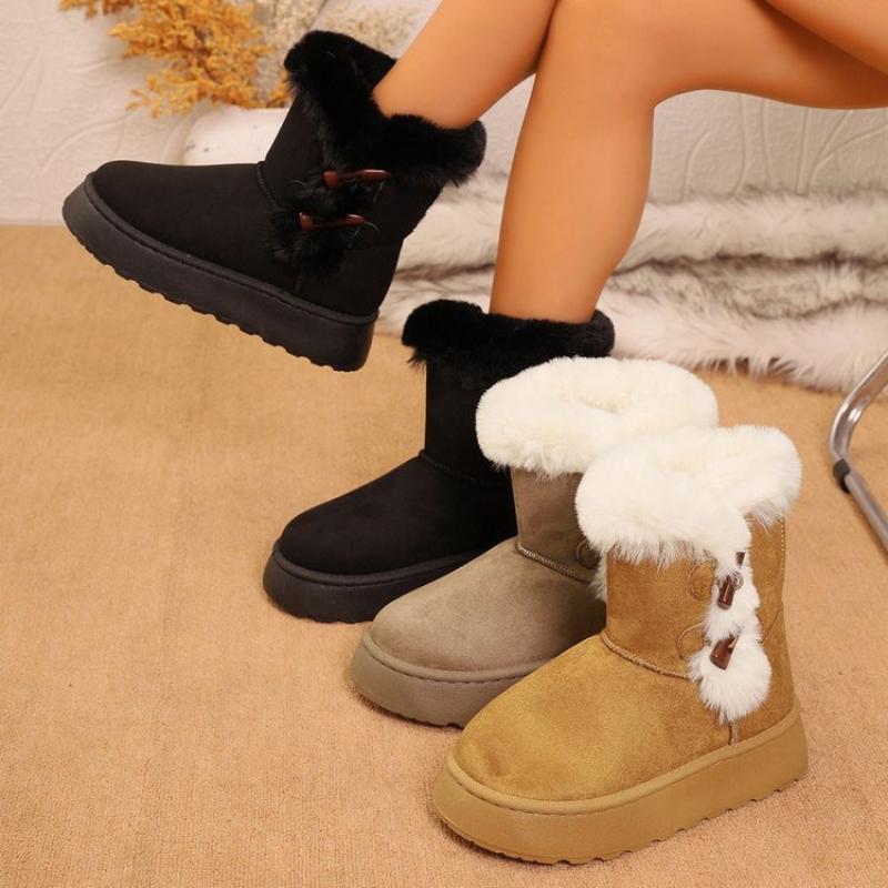 New Winter Thick Bottom Large Women'S Snow Boots With Thick Velvet For Warmth Women'S Cotton Shoes Women'S Boots